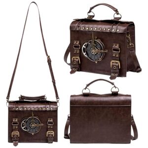 Urban Boutique Brown Steampunk Gear Satchel‎ NEW